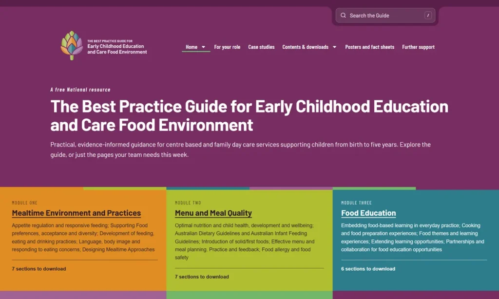 best practice food guide website design canberra