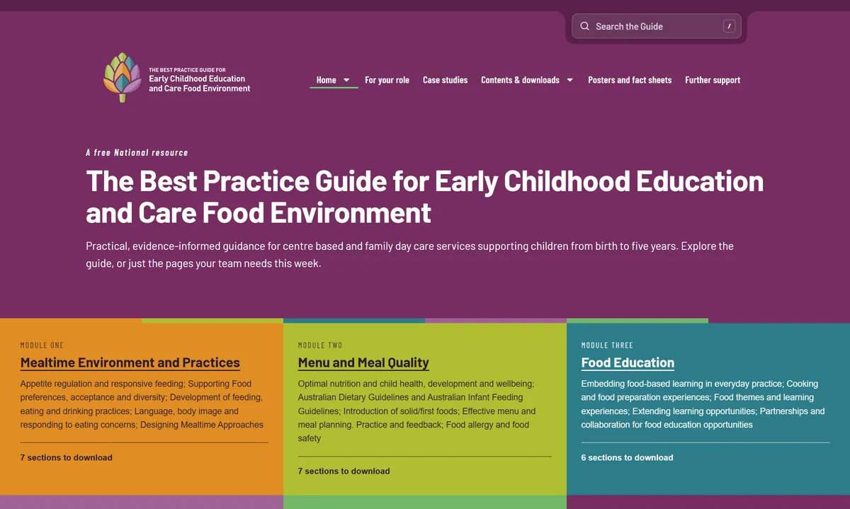 best practice food guide website design canberra